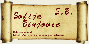Sofija Binjović vizit kartica